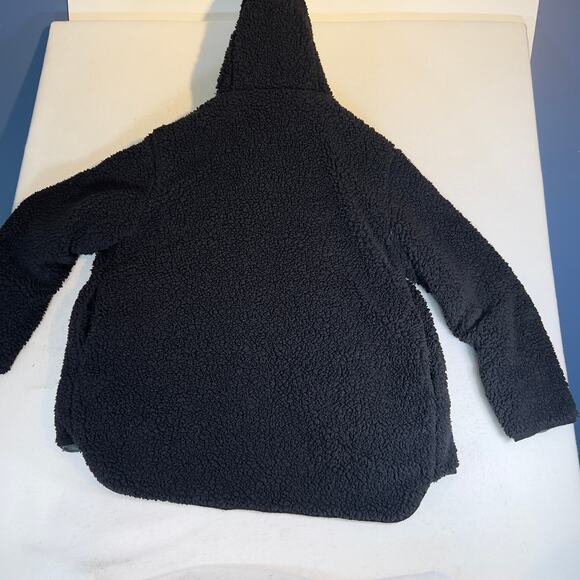 BDG Urban Outfitters Fleece Hoodie Uni XS/S Black Grey Fluffy Thick Wrap Blanket - Picture 11 of 16